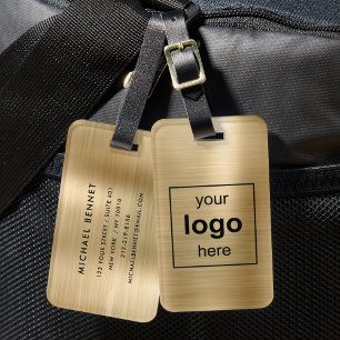 Benutzerdefiniertes Logo Monogramm Gold Gebürstete Gepäckanhänger