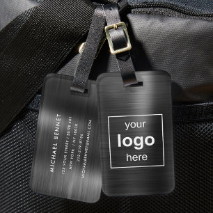 Benutzerdefiniertes Logo Monogramm Schwarz Gepäckanhänger