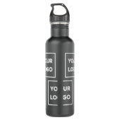 Benutzerdefiniertes Logo-Muster auf schwarz Edelstahlflasche (Rückseite)