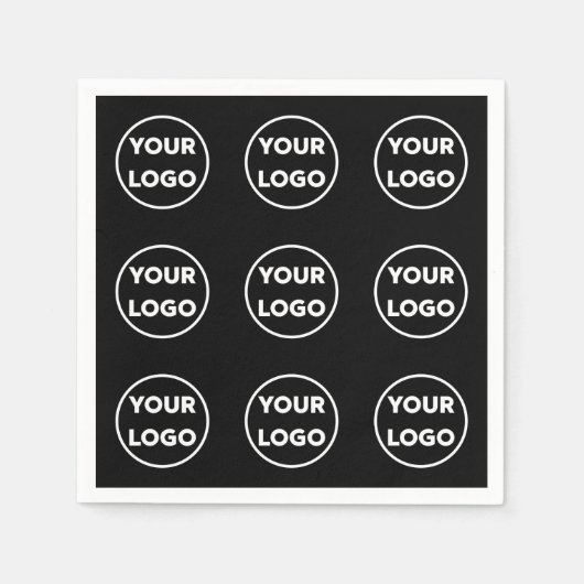 Benutzerdefiniertes Logo-Muster auf schwarz Serviette (Vorderseite)