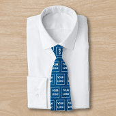 Benutzerdefiniertes Logo-Muster für blaue 2-Seiten Krawatte