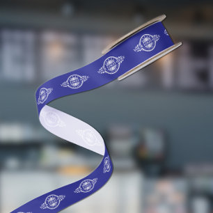 Benutzerdefiniertes Logo-Muster Werbe- 1,5" Blau Satinband