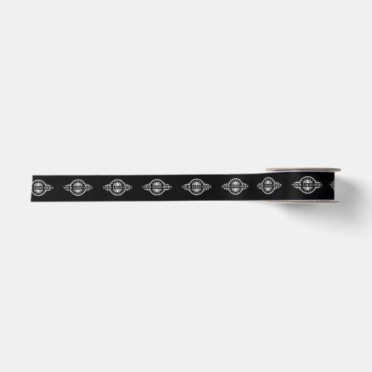Benutzerdefiniertes Logo-Muster Werbe- 1,5" Schwar Satinband (Vorderseite)