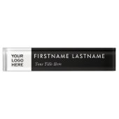 Benutzerdefiniertes Logo, Name Elegant Schwarz-wei Namensplakette (Vorderseite)