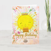 Benutzerdefiniertes Logo Niedlich Lächeln Sonne mi Karte (Vorderseite)