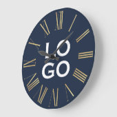 Benutzerdefiniertes Logo oder Bild auf Navy Blue Große Wanduhr (Winkel)