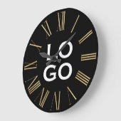 Benutzerdefiniertes Logo oder Bild auf schwarz Große Wanduhr (Winkel)