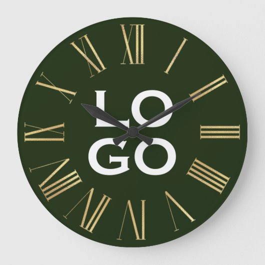 Benutzerdefiniertes Logo oder Bild auf Waldgrün Große Wanduhr (Vorderseite)