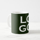 Benutzerdefiniertes Logo oder Bild auf Waldgrün Kaffeetasse (Vorderseite Links)
