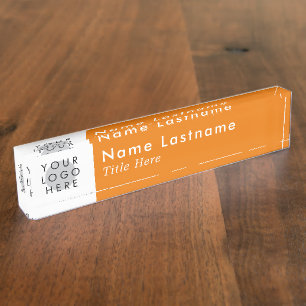 Benutzerdefiniertes Logo Orange Modern Simple Tren Namensplakette