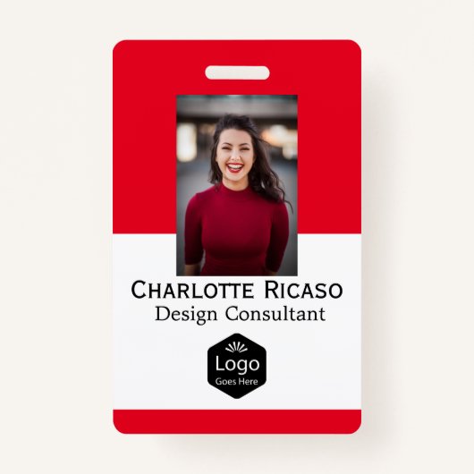 Benutzerdefiniertes Logo - Personalisiert Red Whit Ausweis (Vorderseite)