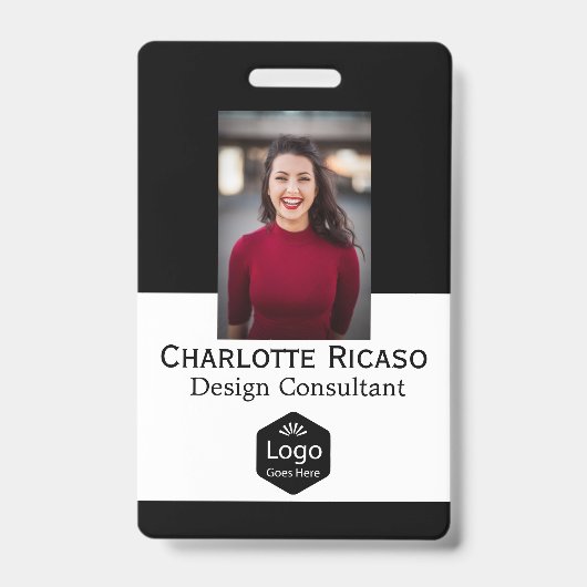 Benutzerdefiniertes Logo Personalisiert Red White  Ausweis (Vorderseite)