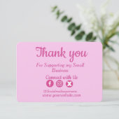 Benutzerdefiniertes Logo Pink Business Danke Karte (Stehend Vorderseite)