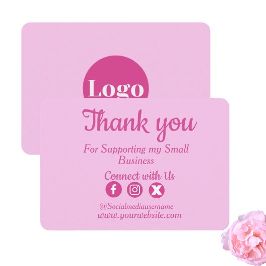 Benutzerdefiniertes Logo Pink Business Danke Karte