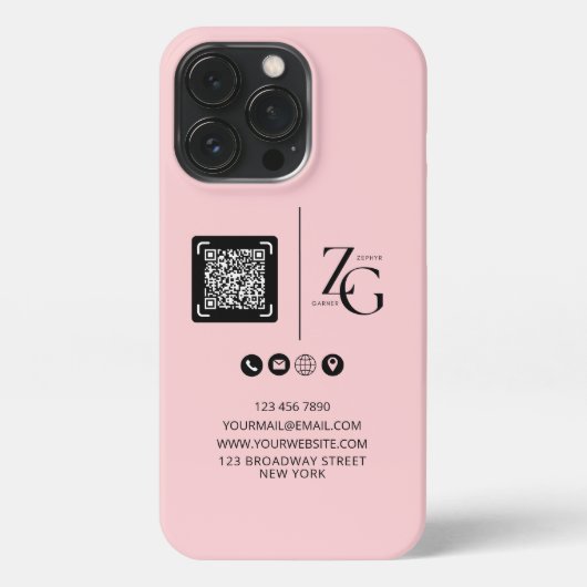 Benutzerdefiniertes Logo | QR Code Business Pink H iPhone Hülle (Rückseite)