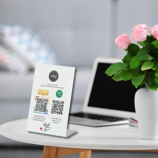 Benutzerdefiniertes Logo QR-Code Google-Bewertung Sockelschild
