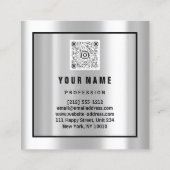 Benutzerdefiniertes Logo QR CODE Rose Blau Silbers Quadratische Visitenkarte (Rückseite)