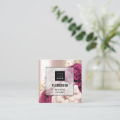 Benutzerdefiniertes Logo QR CODE Rose Gold Floral Quadratische Visitenkarte (Stehend Vorderseite)