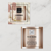 Benutzerdefiniertes Logo QR CODE Rose Gold Frame B Quadratische Visitenkarte (Vorne/Hinten)