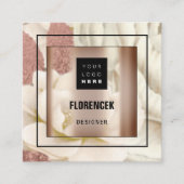 Benutzerdefiniertes Logo QR CODE Rose Gold Frame B Quadratische Visitenkarte (Vorderseite)