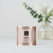Benutzerdefiniertes Logo QR CODE Rose Gold Gerahmt Quadratische Visitenkarte (Stehend Vorderseite)