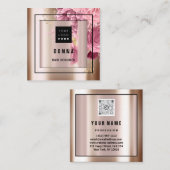 Benutzerdefiniertes Logo QR CODE Rose Gold Gerahmt Quadratische Visitenkarte (Vorne/Hinten)