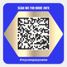 Benutzerdefiniertes Logo QR Code Scan Me Name Gold Quadratischer Aufkleber