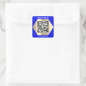 Benutzerdefiniertes Logo QR Code Scan Me Name Gold Quadratischer Aufkleber (Tasche)