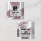 Benutzerdefiniertes Logo QR CODE Silbergraue Lila Quadratische Visitenkarte (Vorne/Hinten)