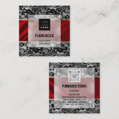 Benutzerdefiniertes Logo QR CODE Silver Gray Black Quadratische Visitenkarte (Vorne/Hinten)