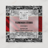 Benutzerdefiniertes Logo QR CODE Silver Gray Black Quadratische Visitenkarte (Rückseite)