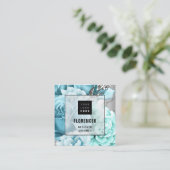 Benutzerdefiniertes Logo QR CODE Silver Gray Flora Quadratische Visitenkarte (Stehend Vorderseite)