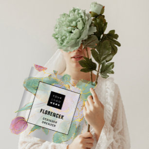 Benutzerdefiniertes Logo QR CODE Silver Grey Green Quadratische Visitenkarte