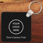 Benutzerdefiniertes Logo QR Code Text Black Compan Schlüsselanhänger (Rückseite)