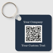 Benutzerdefiniertes Logo QR Code Text Navy Blue Co Schlüsselanhänger (Vorderseite)