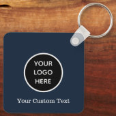 Benutzerdefiniertes Logo QR Code Text Navy Blue Co Schlüsselanhänger (Rückseite)