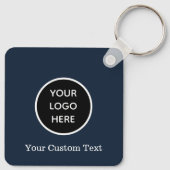 Benutzerdefiniertes Logo QR Code Text Navy Blue Co Schlüsselanhänger (Rückseite)