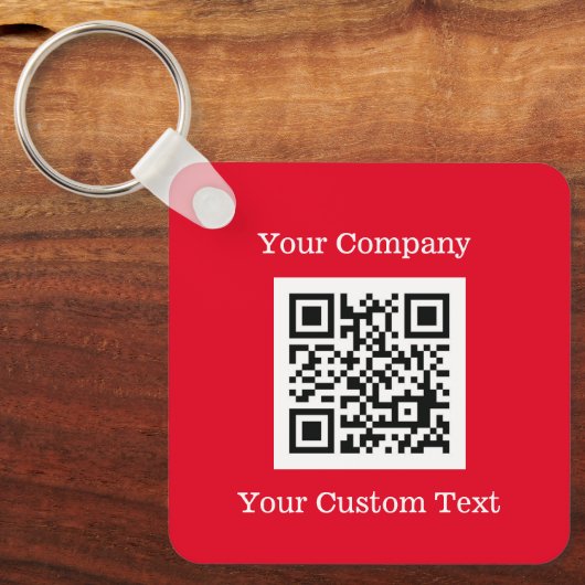 Benutzerdefiniertes Logo QR Code Text Red Company Schlüsselanhänger (Vorderseite)
