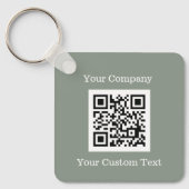 Benutzerdefiniertes Logo QR Code Text Sage Green C Schlüsselanhänger (Vorderseite)