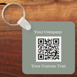 Benutzerdefiniertes Logo QR Code Text Sage Green C Schlüsselanhänger