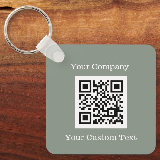 Benutzerdefiniertes Logo QR Code Text Sage Green C Schlüsselanhänger (Vorderseite)