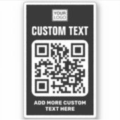 Benutzerdefiniertes Logo, QR-Code und Schwarzweiß- Aufkleber (Vorderseite)