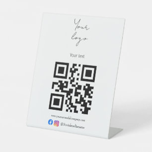 Benutzerdefiniertes Logo, QR-Code und Schwarzweiß- Sockelschild