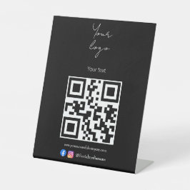 Benutzerdefiniertes Logo, QR-Code und Schwarzweiß- Sockelschild