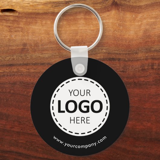 Benutzerdefiniertes Logo, QR-Code und Text, schwar Schlüsselanhänger (Vorderseite)