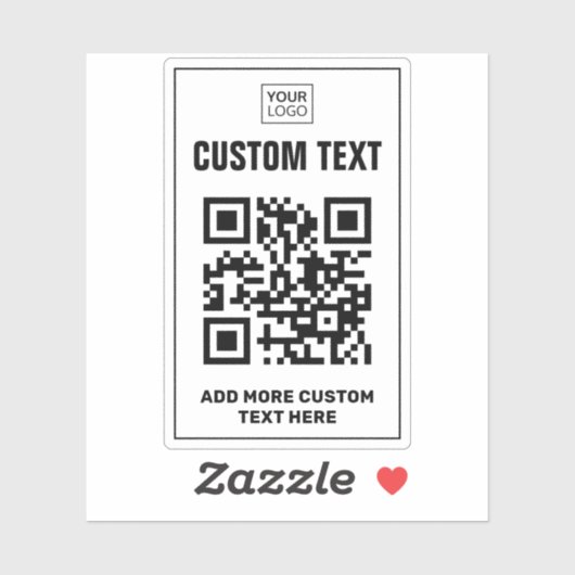 Benutzerdefiniertes Logo, QR-Code und Text weiß Aufkleber (Blatt)