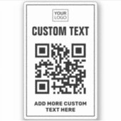 Benutzerdefiniertes Logo, QR-Code und Text weiß Aufkleber (Vorderseite)
