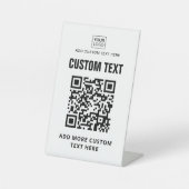 Benutzerdefiniertes Logo, QR-Code und Text weiß od Sockelschild (Vorderseite)