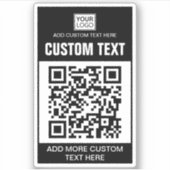 Benutzerdefiniertes Logo, QR-Code und Textaufklebe Aufkleber (Vorderseite)