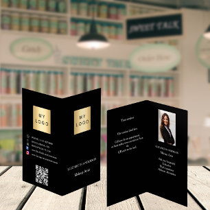 Benutzerdefiniertes Logo Qr Foto Social Media schw Visitenkarten
